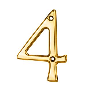 Numeral No. 4 Polished Brass N4/BP