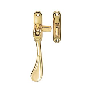 Reversible Casement Fastener Hook And Mortice Polished Brass M73/BP