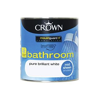Crown Breatheasy Bathroom Mid Sheen Emulsion Pure Brilliant White