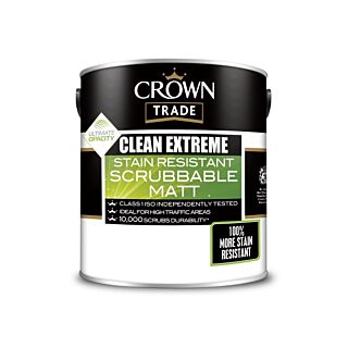 Crown Trade Clean Extreme Scrubbable Matt Emulsion 5L White