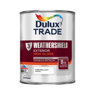 Dulux Trade Weathershield Exterior Gloss Pure Brilliant White 1L 5180254