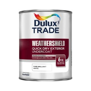 Dulux Trade Weathershield Quick Dry Exterior Undercoat Pure Brilliant White 1L 5092215