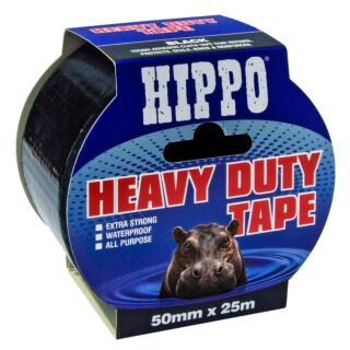 Hippo Heavy Duty Waterproof Tape 50mm x 25m Black H18004
